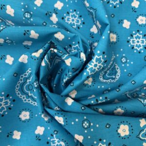 Bandana Print Poly Cotton 58 Inch Wide - Turquoise