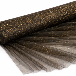 Glitter Tulle Fabric Bolt 54 Inch Wide – 10 Yards Roll - Black