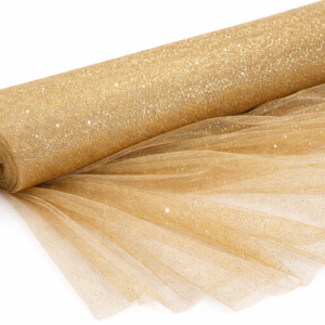 Glitter Tulle Fabric Bolt 54 Inch Wide – 10 Yards Roll - Gold