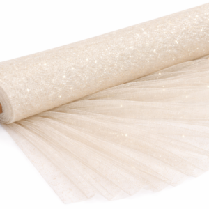 Glitter Tulle Fabric Bolt 54 Inch Wide – 10 Yards Roll - Ivory