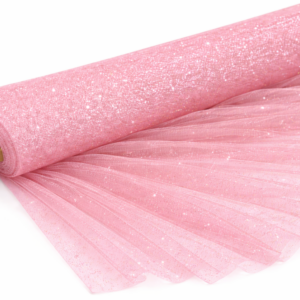 Glitter Tulle Fabric Bolt 54 Inch Wide – 10 Yards Roll - Pink