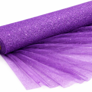 Glitter Tulle Fabric Bolt 54 Inch Wide – 10 Yards Roll - Purple