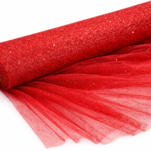 Glitter Tulle Fabric Bolt 54 Inch Wide – 10 Yards Roll - Red