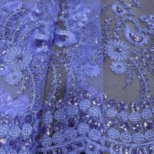 48"/50" Wide Corded Floral Lace Fabric with Sequins - Lilac
