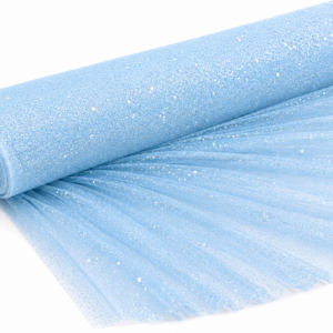 Glitter Tulle Fabric Bolt 54 Inch Wide – 10 Yards Roll - Baby Blue