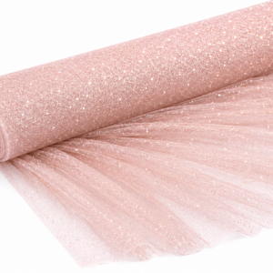 Glitter Tulle Fabric Bolt 54 Inch Wide – 10 Yards Roll - Blush Pink