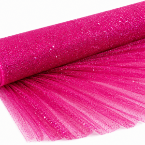 Glitter Tulle Fabric Bolt 54 Inch Wide – 10 Yards Roll - Fuchsia