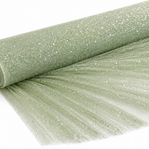 Glitter Tulle Fabric Bolt 54 Inch Wide – 10 Yards Roll - Sage Green
