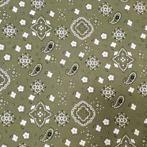 Bandana Print Poly Cotton 58 Inch Wide - Olive Green