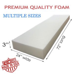 3" x 24" x 72" Medium Density Upholstery Seat Foam Cushion Replacement, Home, Auto, Crafts Etc - Made in USA