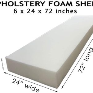 6" x 24" x 72" Medium Density Upholstery Seat Foam Cushion Replacement, Home, Auto, Crafts Etc - Made in USA FREE SHIPPING84.95
