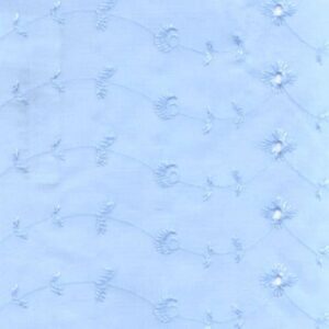 60" Wide Poly Cotton Broadcloth All Over Embroidery Eyelet Fabric - Baby Blue