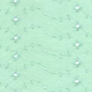 60" Wide Poly Cotton Broadcloth All Over Embroidery Eyelet Fabric - Sea Green