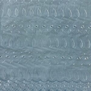 41" Wide Poly Cotton Broadcloth All Over Embroidery Eyelet Fabric - Baby Blue