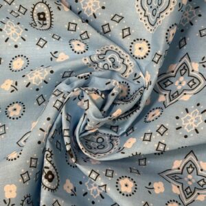 Bandana Print Poly Cotton 58 Inch Wide - Baby Blue