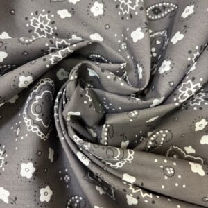 Bandana Print Poly Cotton 58 Inch Wide - Gray