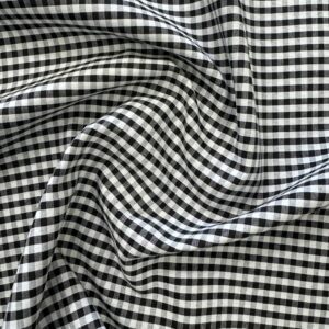 1/8" Checkered Gingham PolyPoplin Fabric - Black and White