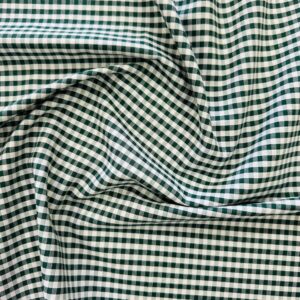 1/8" Checkered Gingham PolyPoplin Fabric - Green and White