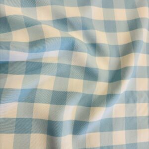 1" Checkered Gingham PolyPoplin Fabric - Baby and White