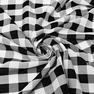 1" Checkered Gingham PolyPoplin Fabric - Black and White