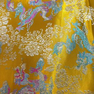 45" Wide Chinese Dragon Brocade Fabric - Bright Gold