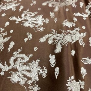 45" Wide Chinese Dragon Brocade Fabric - Brown/Gold