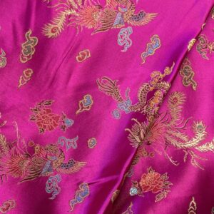 45" Wide Chinese Dragon Brocade Fabric - Fuchsia