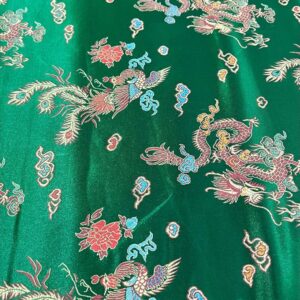 45" Wide Chinese Dragon Brocade Fabric - Green