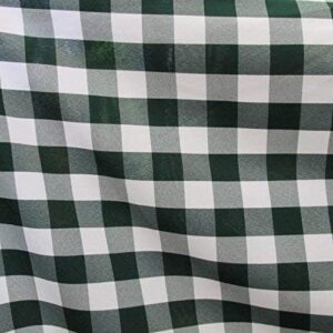 1" Checkered Gingham PolyPoplin Fabric - Hunter Green and White