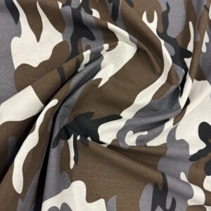 Gray Army Camouflage 100% Cotton Print Fabric 60” Wide