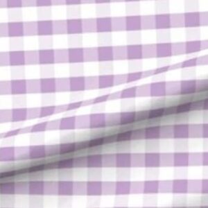 1" Checkered Gingham PolyPoplin Fabric - Lavender and White
