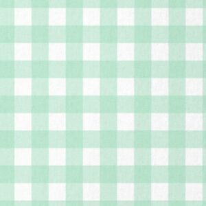 1" Checkered Gingham PolyPoplin Fabric - Mint Green and White