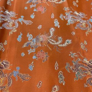 45" Wide Chinese Dragon Brocade Fabric - Orange