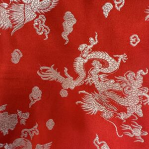 45" Wide Chinese Dragon Brocade Fabric - Red/Gold
