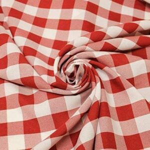 1" Checkered Gingham PolyPoplin Fabric - Red and White