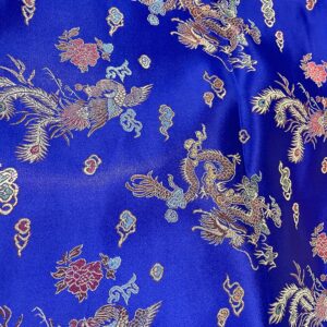45" Wide Chinese Dragon Brocade Fabric - Royal Blue