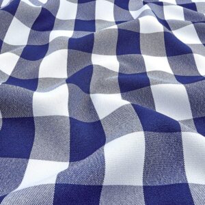 1" Checkered Gingham PolyPoplin Fabric - Royal Blue and White