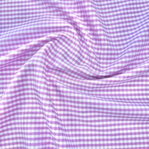 1/8" Checkered Gingham PolyPoplin Fabric - Lavender and White