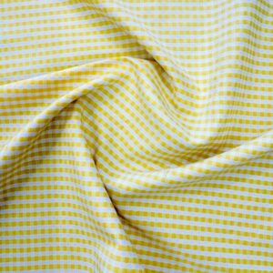 1/8" Checkered Gingham PolyPoplin Fabric - Yellow and White