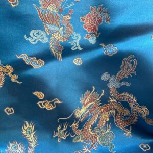 45" Wide Chinese Dragon Brocade Fabric - Turquoise