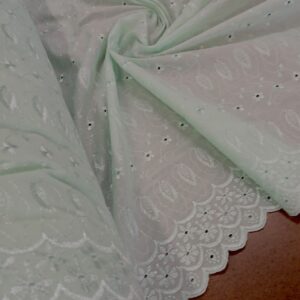 41" Wide Poly Cotton Broadcloth All Over Embroidery Eyelet Fabric - Sea Green