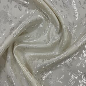 58" Wide Satin Jacquard Rose Brocade Fabric - Ivory