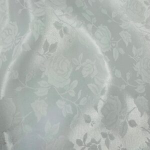 58" Wide Satin Jacquard Rose Brocade Fabric - White