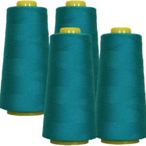 100% Polyester Threads - 4 Pack of 6000 Yard Each Spools - Aqua Marine