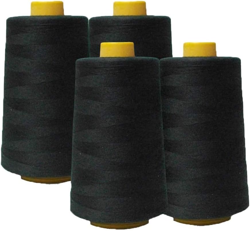 Pollienel Thread 100% Polyester Threads – 4 Pack of 6000 Yard Each Spools – Black ...
