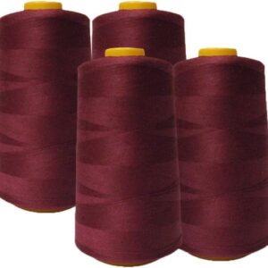 100% Polyester Threads - 4 Pack of 6000 Yard Each Spools - Burgundy