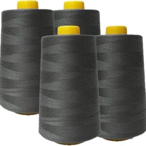 100% Polyester Threads - 4 Pack of 6000 Yard Each Spools - Dark Grey