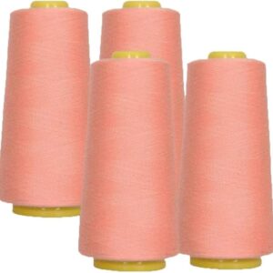 100% Polyester Threads - 4 Pack of 6000 Yard Each Spools - Dark Peach
