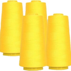 100% Polyester Threads - 4 Pack of 6000 Yard Each Spools - Dark Yellow