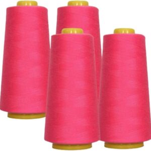 100% Polyester Threads - 4 Pack of 6000 Yard Each Spools - Fuchsia